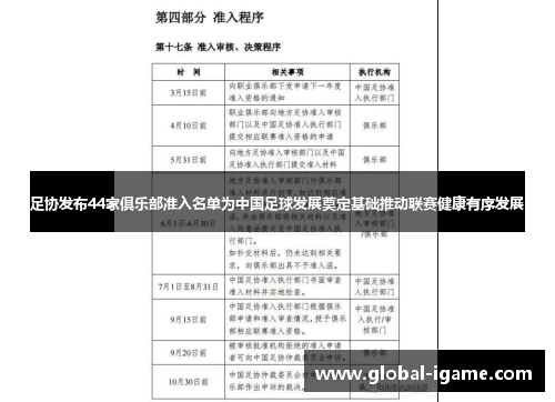 足协发布44家俱乐部准入名单为中国足球发展奠定基础推动联赛健康有序发展